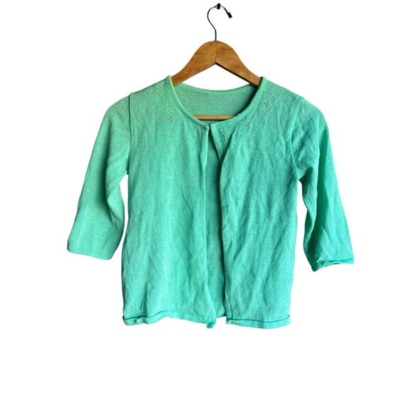 Sans Gene Beaded Knitted lightweight Mint Green Cardigan Sweater size SMALL - Picture 8 of 8